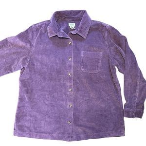 LL Bean Corduroy Button Up Shirt Women's Size XL Purple Long Sleeve Pocket